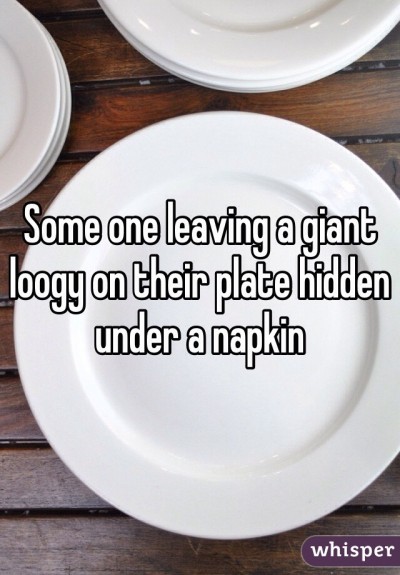 Some one leaving a giant loogy on their plate hidden under a napkin